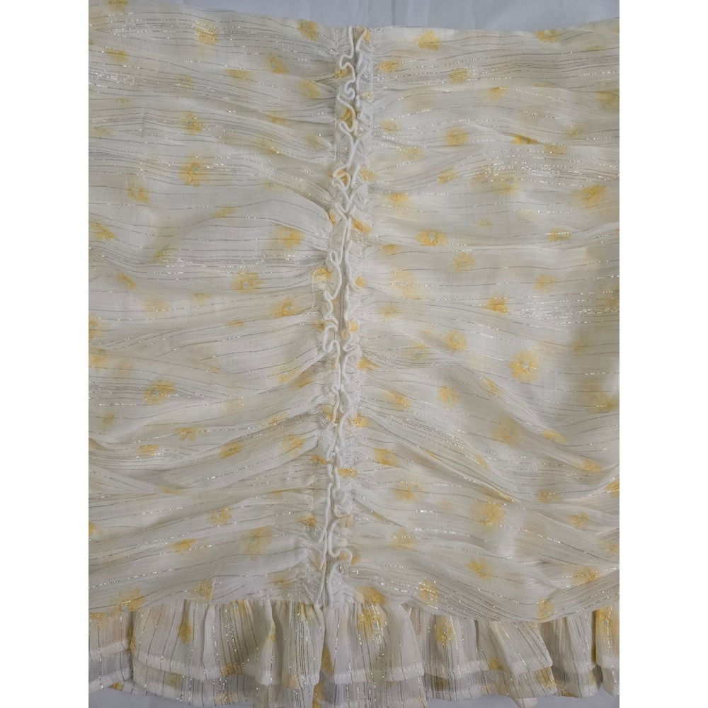 Forever 21 Floral Mini Skirt Lot of 2 Ruched Ruffle White Yellow Blue Large NWT - Picture 4 of 16